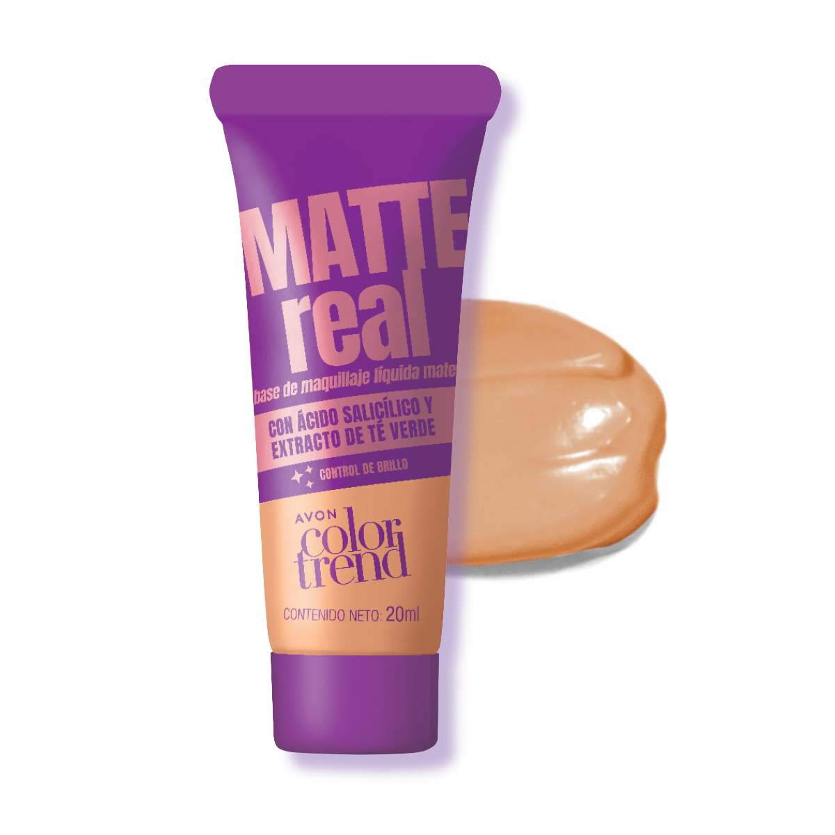 Base de Maquillaje L&iacute;quida Mate con &Aacute;cido Salic&iacute;lico y Extracto de T&eacute; Verde Color Trend Matte Real