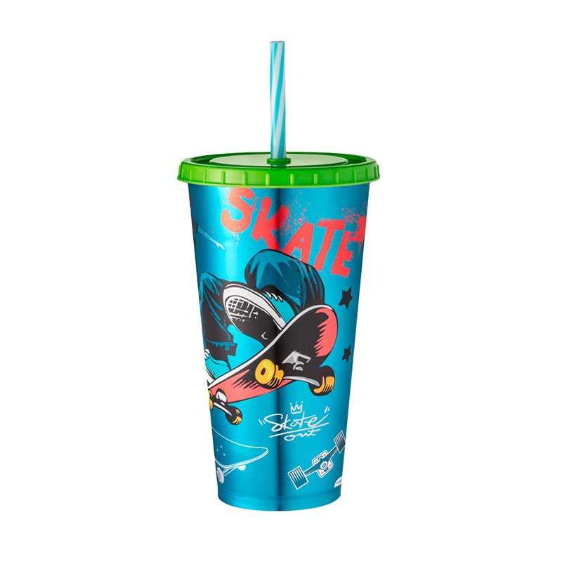 Copo Com Canudo Skate 700ml